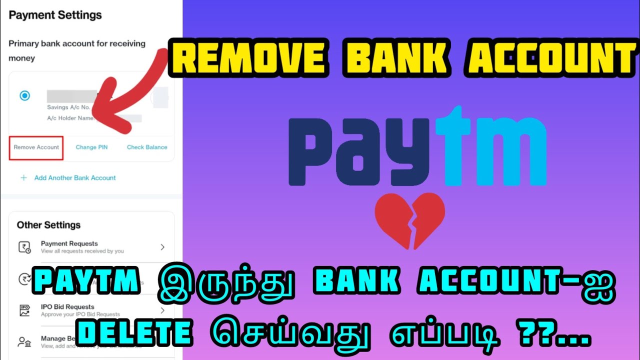 How to Remove bank account from Paytm tamil | Unlink How to Remove bank account from Paytm tamil | Unlink