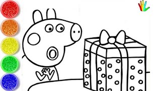 Dibuja Y Colorea A Mamá Pig Dando Un Regalo A Peppa Pig Dibujos Para Niños