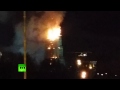Ancient Moscow convent bell tower in flames - Novodevichy burns (UNESCO site)