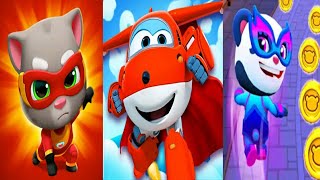 Super Wings Jett Run Vs Talking Tom Hero Dash Vs Panda Hero Run Game Gameplay