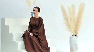 Feather Sleeve Nylon Cotton Abaya Dress--For Muslim Women Daily Life, Wedding, Party, And Graduation