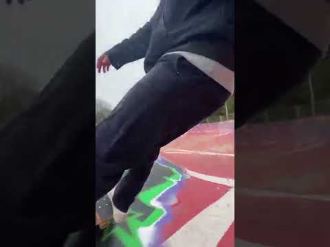 Dog chasing skateboarder who falls off