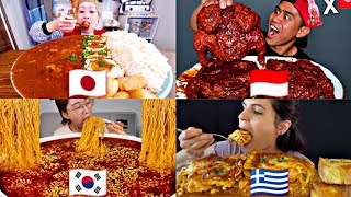 How Different Mukbangers Eat Around The WORLD!🙀🤯😵🇮🇩🇰🇷🇯🇵🇬🇷🇵🇭🇬🇧