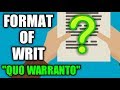 Format of Quo-Warranto