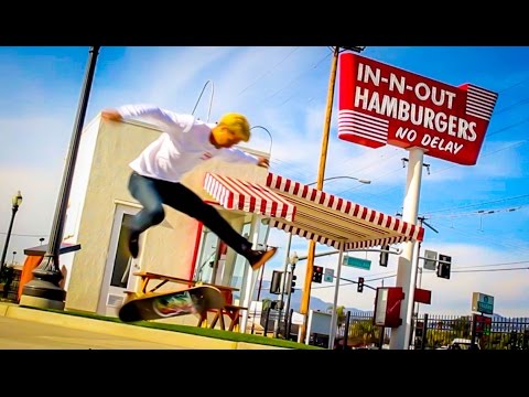 Skateboarding at the First In N Out