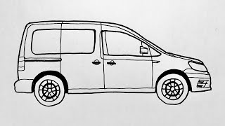 How to draw a car Volkswagen Caddy - Kolay Volkswagen Caddy Araba Çizimi