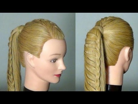 Прическа с плетением. Braided ponytail. Cute back to school hairstyles tutorial