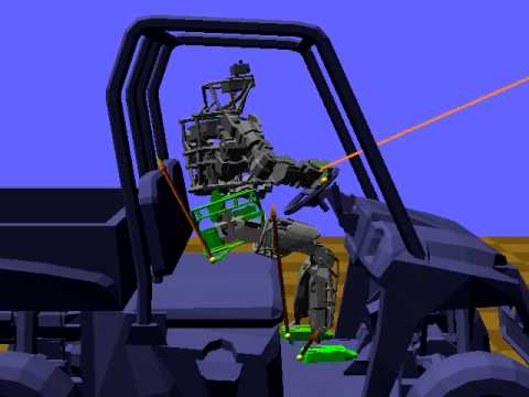 ATLAS Robot sitting in Polaris Ranger with mesh-mesh collisions