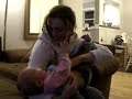 Mommy tickles Claire...