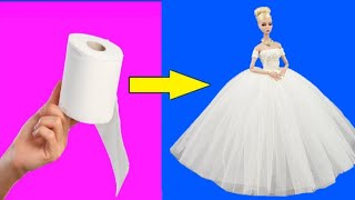 Barbie Elbise yapımı | DIY | Dikişsiz Kendin yap ~ 5 dakikada hallet / Barbie iz