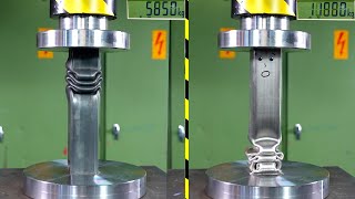 Which Is Stronger, Steel Or Stainless Steel? Hydraulic Press Test!