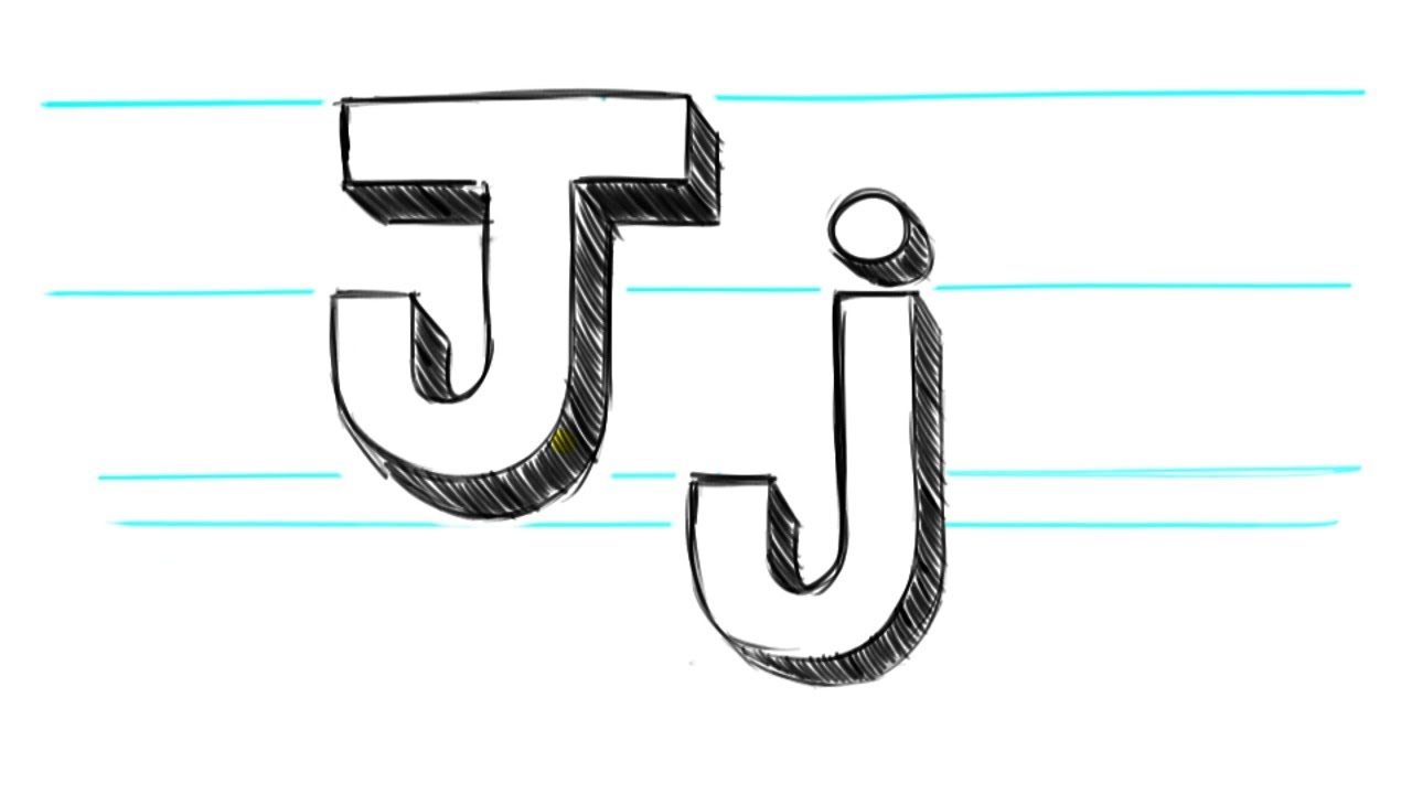 How to Draw 3D Letters J - Uppercase J and Lowercase j in 90 seconds ...