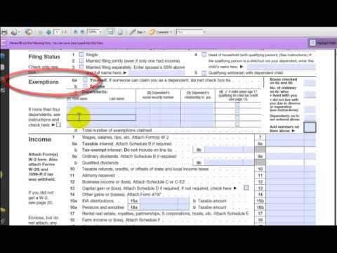 form sample 1040 tax
