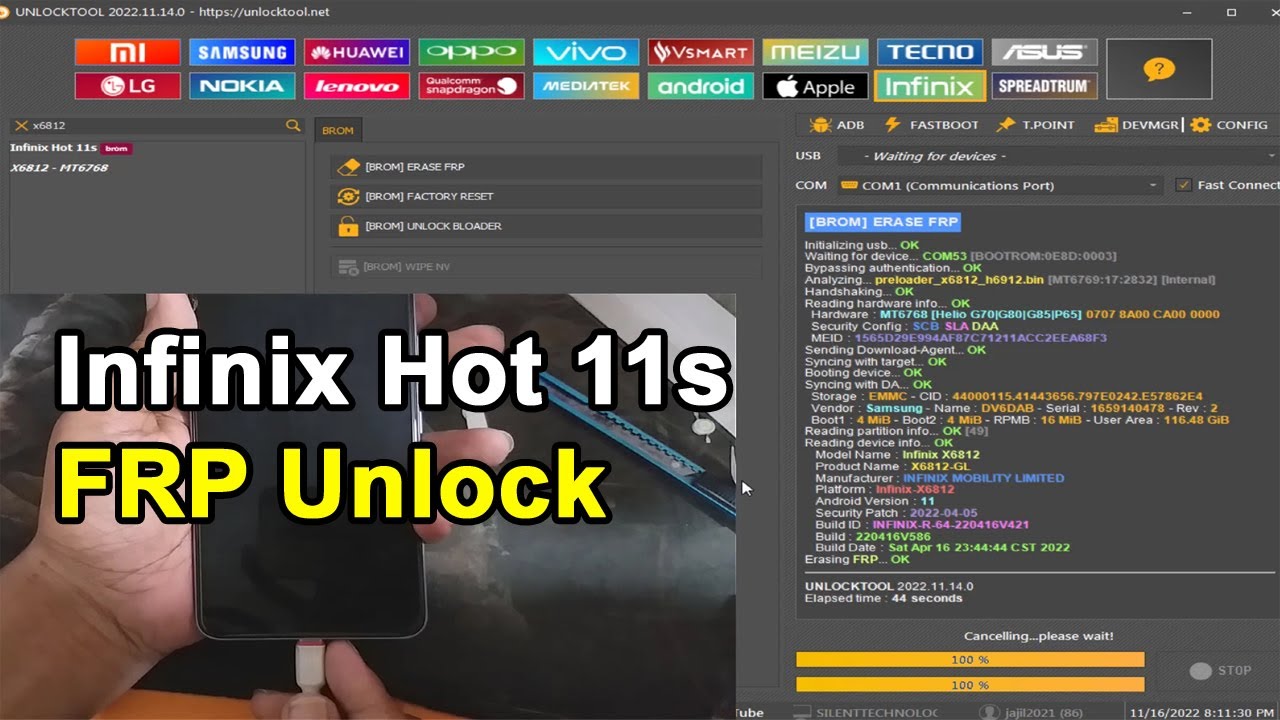 infinix Hot 11S X6812 FRP Bypass/remove Unlock Tools infinix Hot 11S X6812 FRP Bypass/remove Unlock Tools