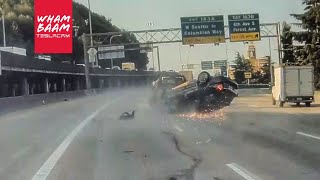 Dramatic Highway Crash - Caught On Tesla Dashcam