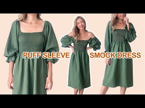 DIY Puff sleeve smock dress from scratch - A perfect summer dress - YouTube