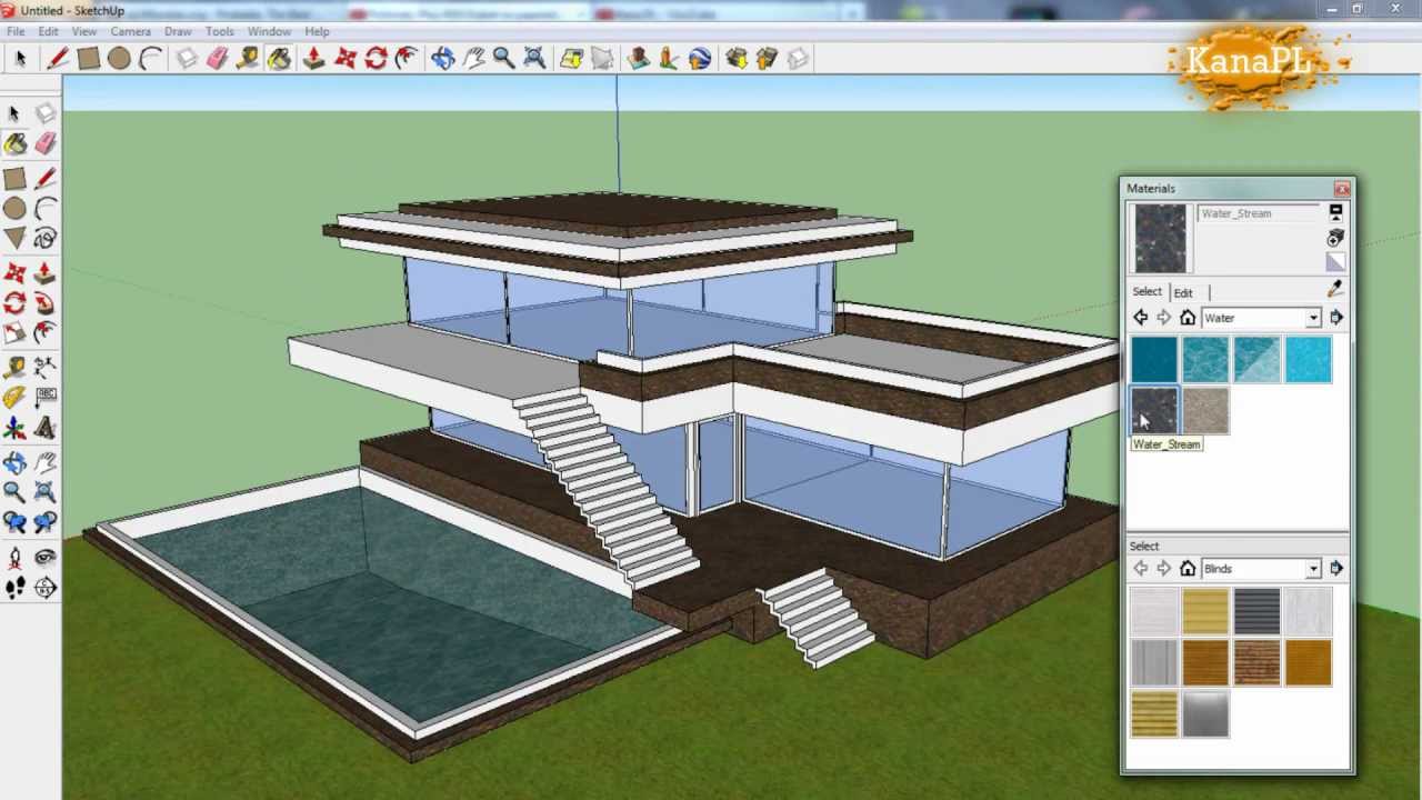 #1 - Modern house design in free Google SketchUp 8 - how to build a