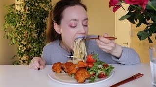 ASMR Whisper Eating Sounds | Pasta, Buffalo Cauliflower | 100K Sub | Q&A | Shoutouts