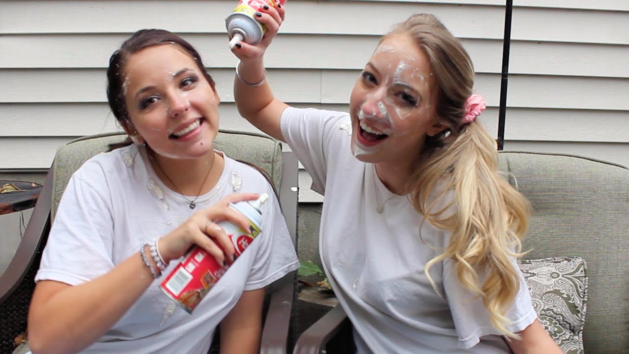 Girls lick whip cream each pictures