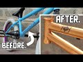 Light Blue FitBikeCo BMX Bike Frame Repaint - Gold Effect.