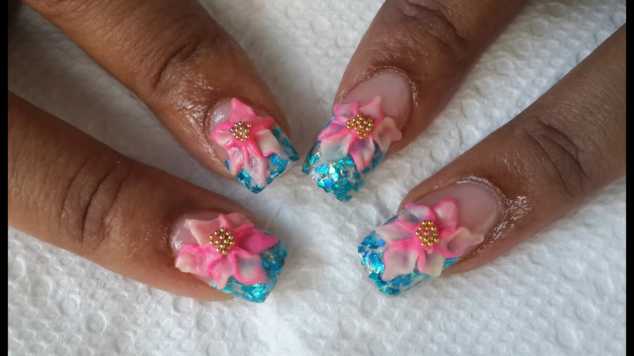 3D Flower Nail Tip Design with Acrylic - wide 5