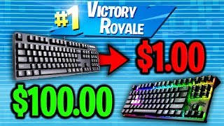 USING $1 KEYBOARD VS $100 KEYBOARD ON FORTNITE!