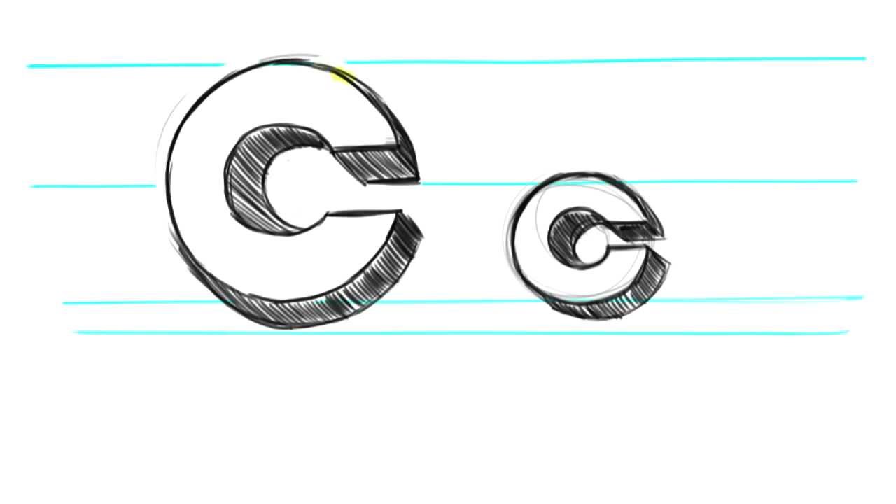 How to draw 3D Letters C - Uppercase C and Lowercase c in 90 seconds ...