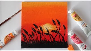 Easy Sunset Acrylic Painting for Beginners / Step by Step Tutorial
