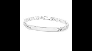 Personalized Sterling Silver Bracelet Thin Curb Link Personalized Sterling Silver Bracelet Thin Curb Link video thumbnail