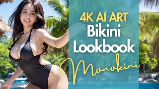 [4K] AI ART  - Japanese Model Lookbook - Swimsuit (Monokini) Collection