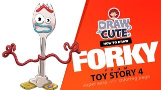 How To Draw Forky Toy Story 4 Super Easy Drawing With Coloring Page