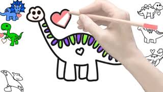 Coloring dinosuore, drawing and painting for kids.