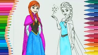 Frozen Anna ve Elsa boyama | Boyamalar | Boyama kitabı | Rainbow boyama ları | B