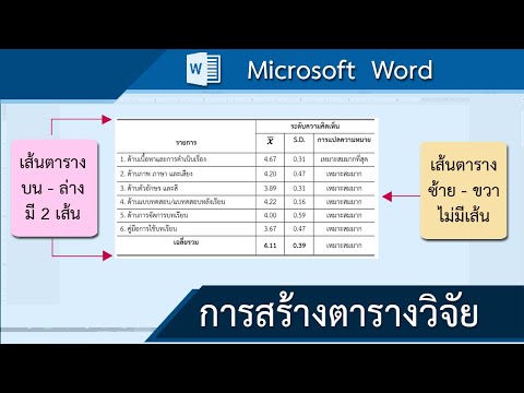 การสร้างตารางวิจัย : word 2016