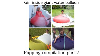 Girl Inside Giant Water Balloon Popping Compilation Part 2