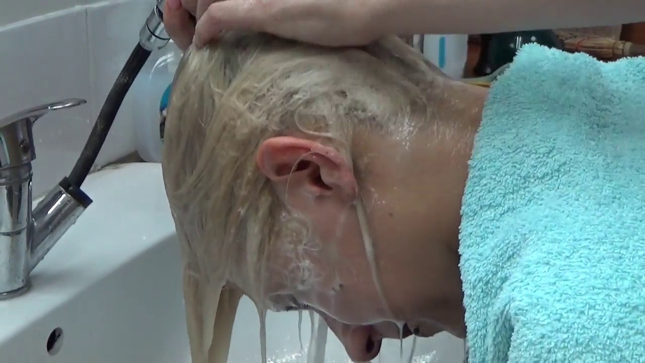 Hair wash blowjob