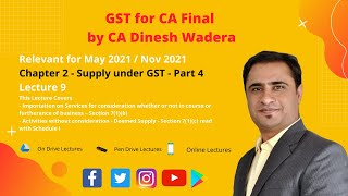 GST for CA Final & CA Intermediate - Lecture 9 - Unit 2 Supply - Part 4