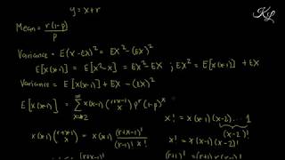 Negative Binomial Distribution - Derivation of Mean, Variance & Moment Generating Function (English)