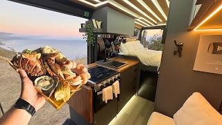Vanlife Camping On A Seaside Cliff Made A Seafood Feast