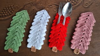 Easy Crochet Christmas Cutlery Holder Tutorial