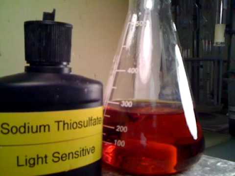 titration chromate sodium indicator titrating thiosulphate standardization iodine thiosulfate starch