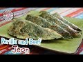 Korean Food: Perila and Beef Jeon (?? ???)