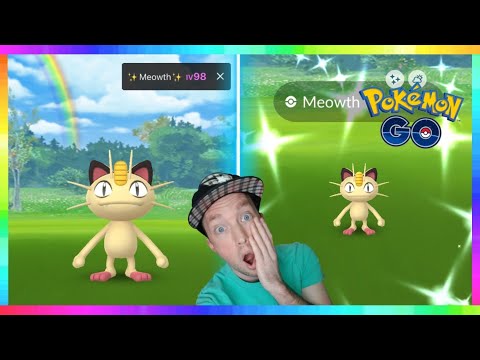 98iv SHINY MEOWTH CAUGHT with RAINBOW in Pokemon Go! ( INSANE SHINY REACTION )