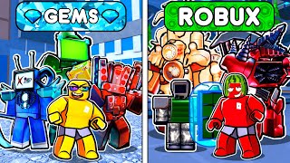 Gems Vs Robux Units In Toilet Tower Defense