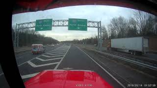 Peterbilt 389 dump truck goes off road