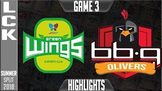 JAG vs BBQ HIGHLIGHTS Game 3 | LCK Summer 2018 Week 5 Day 2 | Jin Air Greenwings vs BBQ Olivers G3 JAG vs BBQ HIGHLIGHTS Game 3 | LCK Summer 2018 Week 5 Day 2 | Jin Air Greenwings vs BBQ Olivers G3