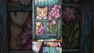 Рыжий Кот 🐱#Shortvideo #Art #Oilpastel #Painting #Пастель #Цветы #Кот #Shorts #Кошка #Рисунок
