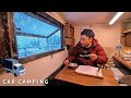 ［Winter Car Camping] Heavy snow buried our car 💦New and different home-made camper.146
