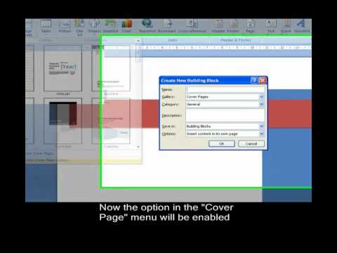 how to create a custom cover page in word 2007 youtube how to create a cover page in word