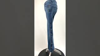Nili Lotan, Blue Side Button Wide Leg Crop Denim Pant, Size 25, $189.00